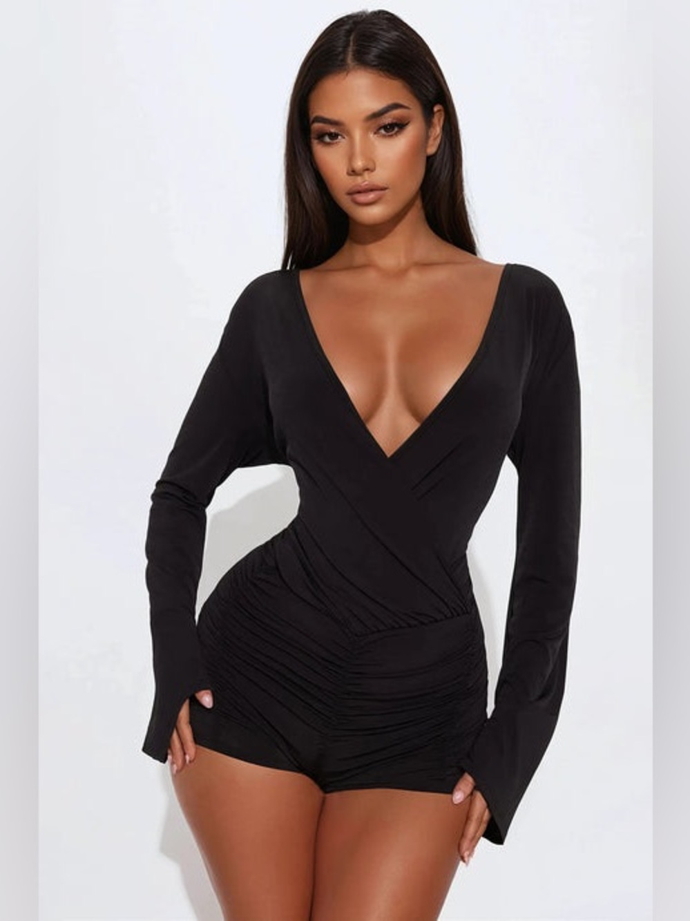 Fashion Nova Black Nora Micro Short Romper (BNWT)